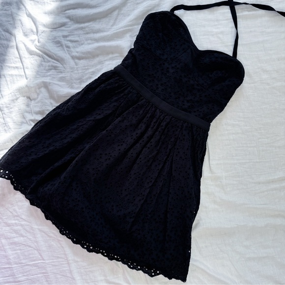 Talula Black Eyelet Halter Cotton Dress - Picture 2 of 7